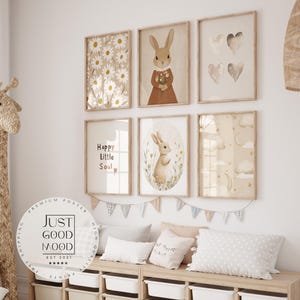 süße Hasen Poster Kinderzimmer · Geschenkidee für Kinder · Babyzimmer Deko  · Modern Abstrakt Minimalistisch neutral ·Deko Print ohne Rahmen