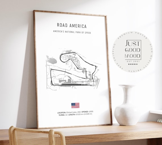 Road America Poster · Elkhart Lake Racetrack · Motorsport Gift
