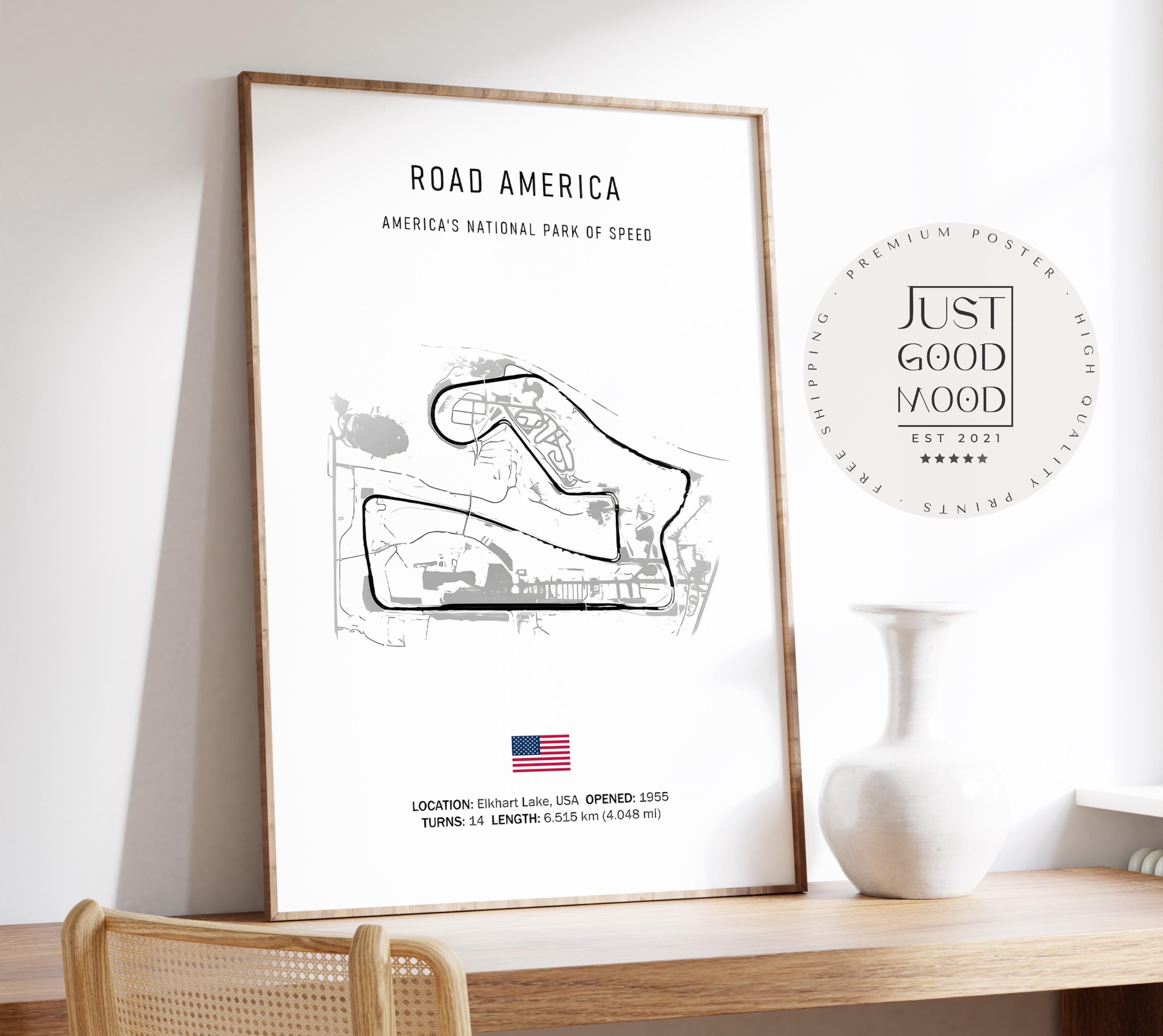 Road America Poster · Elkhart Lake Racetrack · Motorsport Gift