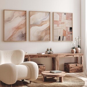 Marble Rose Poster · Flowing Beige Shapes · Modern Abstract Textured Art · Modern Wall Art · Unframed