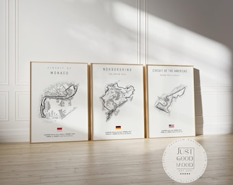 Formula 1 tracks · Race track posters · Motorsport gift · Unframed