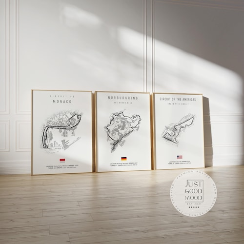 Formula 1 tracks · Race track posters · Motorsport gift · Unframed