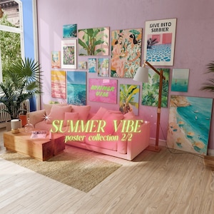 CARTEL DE VERANO Vibraciones de VERANO · Idea de regalo · Sol Mar Playa · Lámina artística · Lámina decorativa sin marco