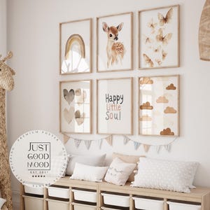 Póster de colores pastel dulces para habitación infantil · Idea de regalo para niños · Decoración habitación bebé · Minimalista neutro · Lámina decorativa sin marco