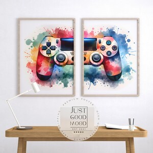 Gaming Poster Set · 2 Gamer Wall Art · Video Game Room Decor · Esports Gift · Unframed