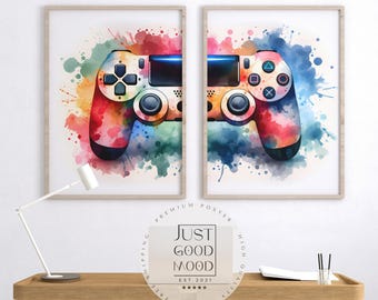 Gaming Poster Set · 2 Gamer Wall Art · Video Game Room Decor · Esports Gift · Unframed