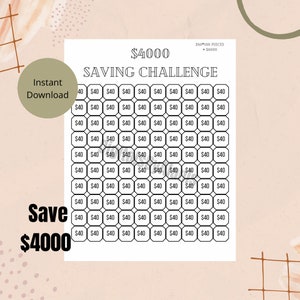 4000 dollars Challenge, Printable, 4000 Savings Challenge, budget, cash, Tracker, Money Challenge, Save 4k, money savings, DigitalsByAlanis