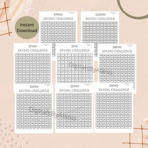 Money Challenges Bundle, Savings Tracker, Money Goals, Save 3000, 20000, 100, Savings Challenge, budget, printables, cash DigitalsByAlanis