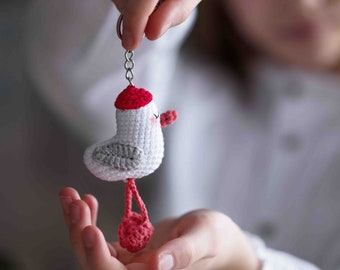 Porte-clés au crochet mini mouette