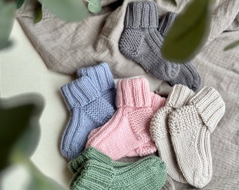 Knitted merino baby socks ( 3-6 month)