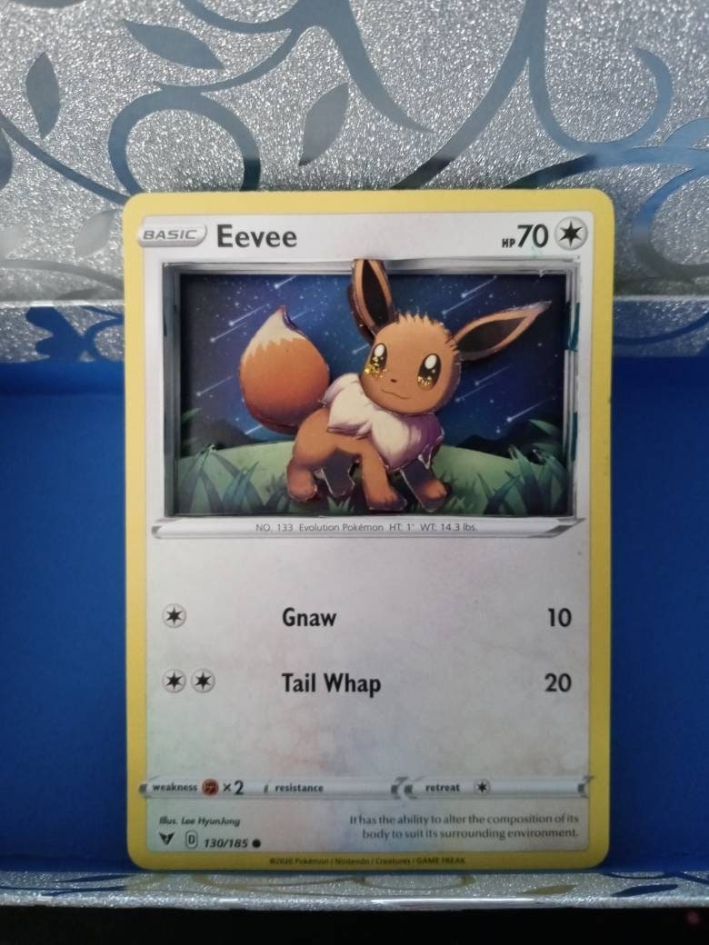 3D Pokémon Card Handmade Art - Eevee 130/185 - Etsy