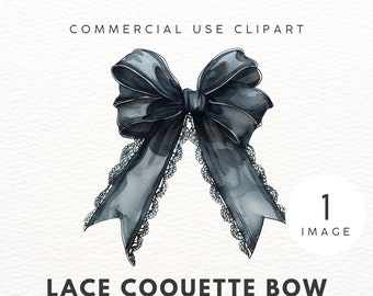 Dark Lace Coquette Bow Clipart Dark Coquette PNG voor Shirts Lace Bow Clipart commercieel gebruik Clipart Ribbon Bow Coquette marineblauw lint PNG
