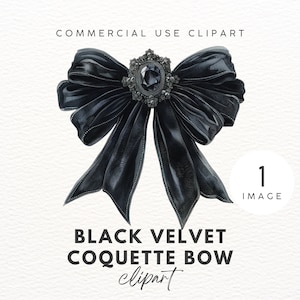 Schwarzer Samt Coquette Bow Clipart Dark Coquette PNG for Shirts Schwarzer Bogen Clipart Kommerzieller Gebrauch Clipart Ribbon Dark Ribbon Clipart