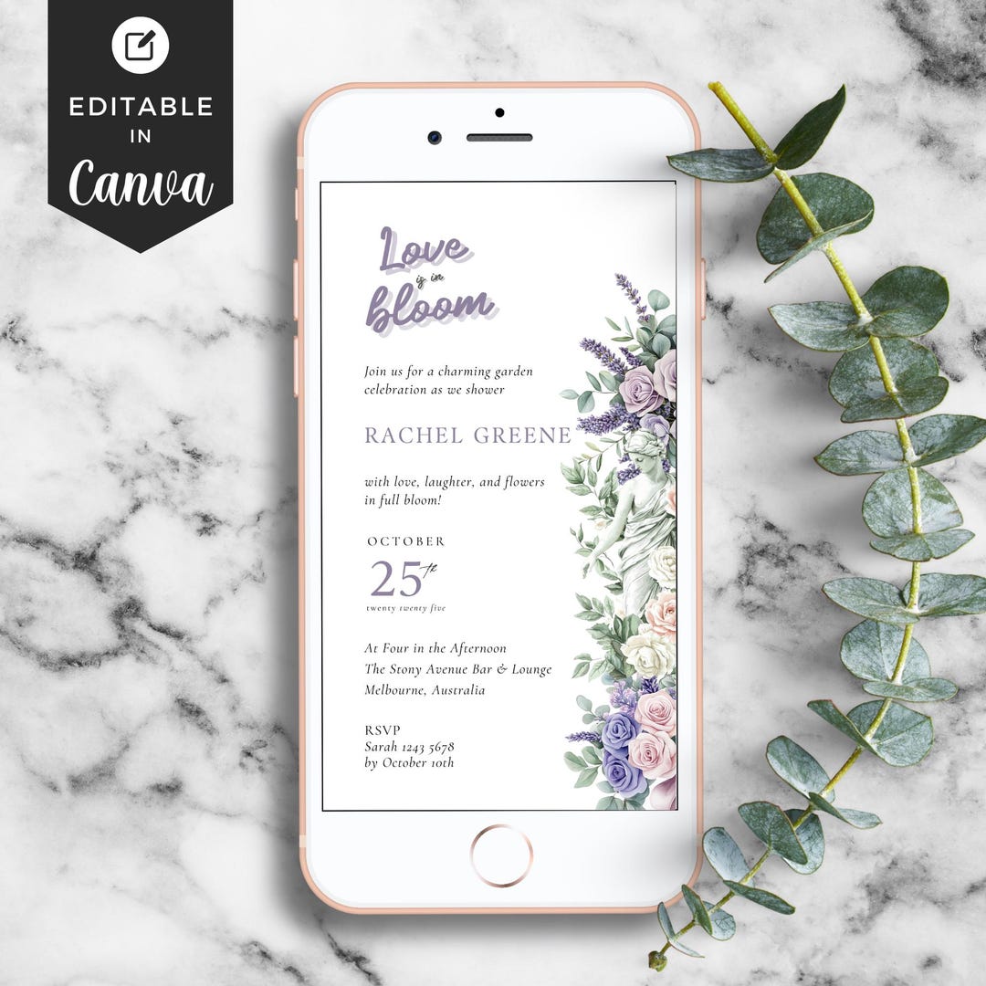 Love is in Bloom Wedding Evite Template, Pastel Floral French Garden ...
