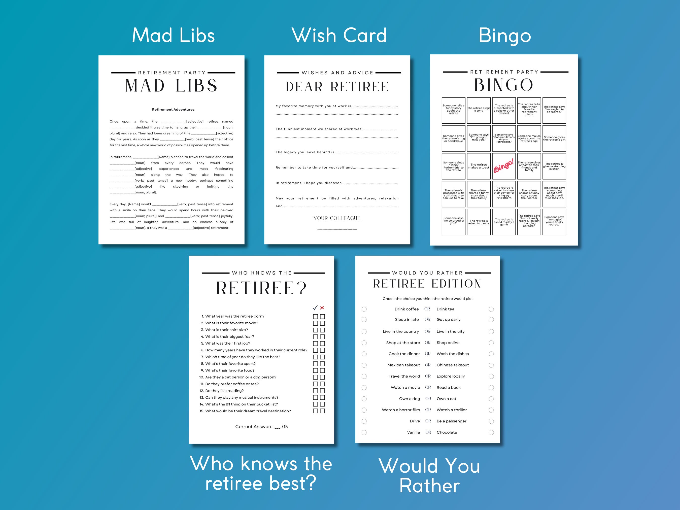 Retirement Party Games Bundle: Printable Games for a Fun and Memorable ...