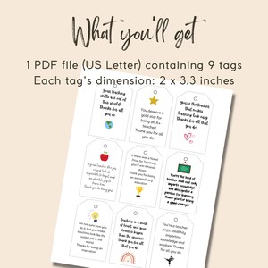 Teacher's Appreciation Gift Tag Mint, Teacher Gift Tag, Teacher Thank ...