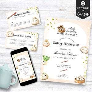 Een beetje knoedel is onderweg Uitnodigingsbundel babyshower Dim Sum Shower Little Bao Babyshower Luier Loterijboek voor baby Kaart Chinees