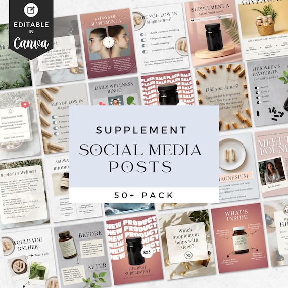 Vitamin and Supplement Wellness Social Media Template, Wellness Instagram Template eCommerce Bold Trendy, Dietary Supplement Instagram Post