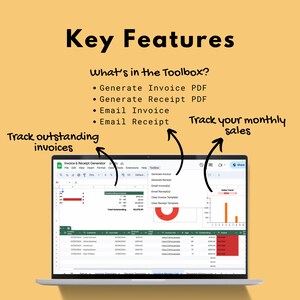 Invoice Generator Template Freelancer Invoice System Digital Receipt Maker Business Template Google Sheet Small Business Tool PDF Creator