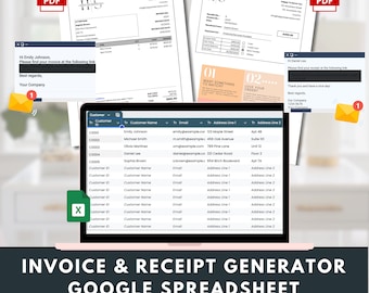 Google Sheets Invoice Template Digital Invoice Generator for Small Business Automation Tool Professional Invoice Maker Receipt System