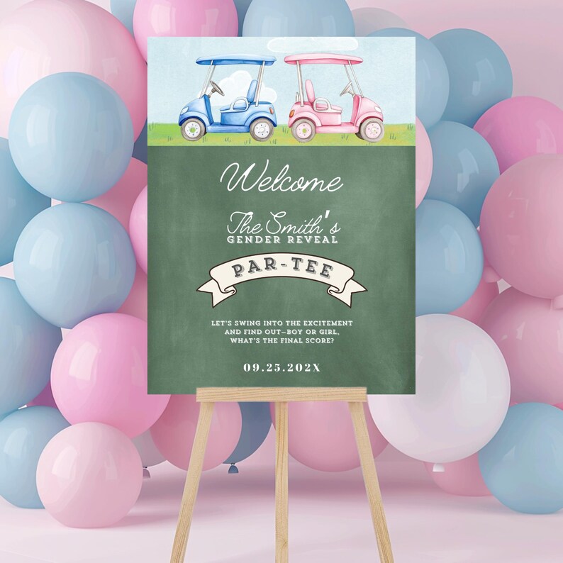 Golf Gender Reveal Welcome Sign Digital Download, He or She Par-tee ...