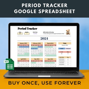 Period Tracker Google Spreadsheet Digital Menstrual Cycle Tracker Menstrual Calendar Period Journal Pregnancy Planner Wellness Journal Log