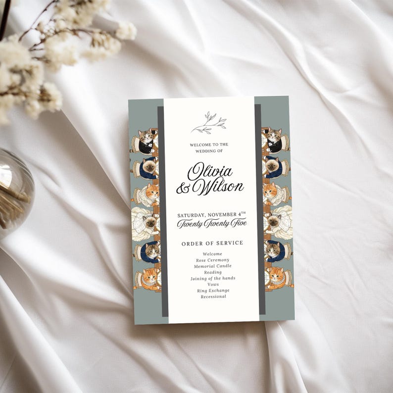 Editable Wedding Program Template With Pets Funny Cat Themed Wedding Editable Wedding Program Template With Pets Funny Cat Themed Wedding