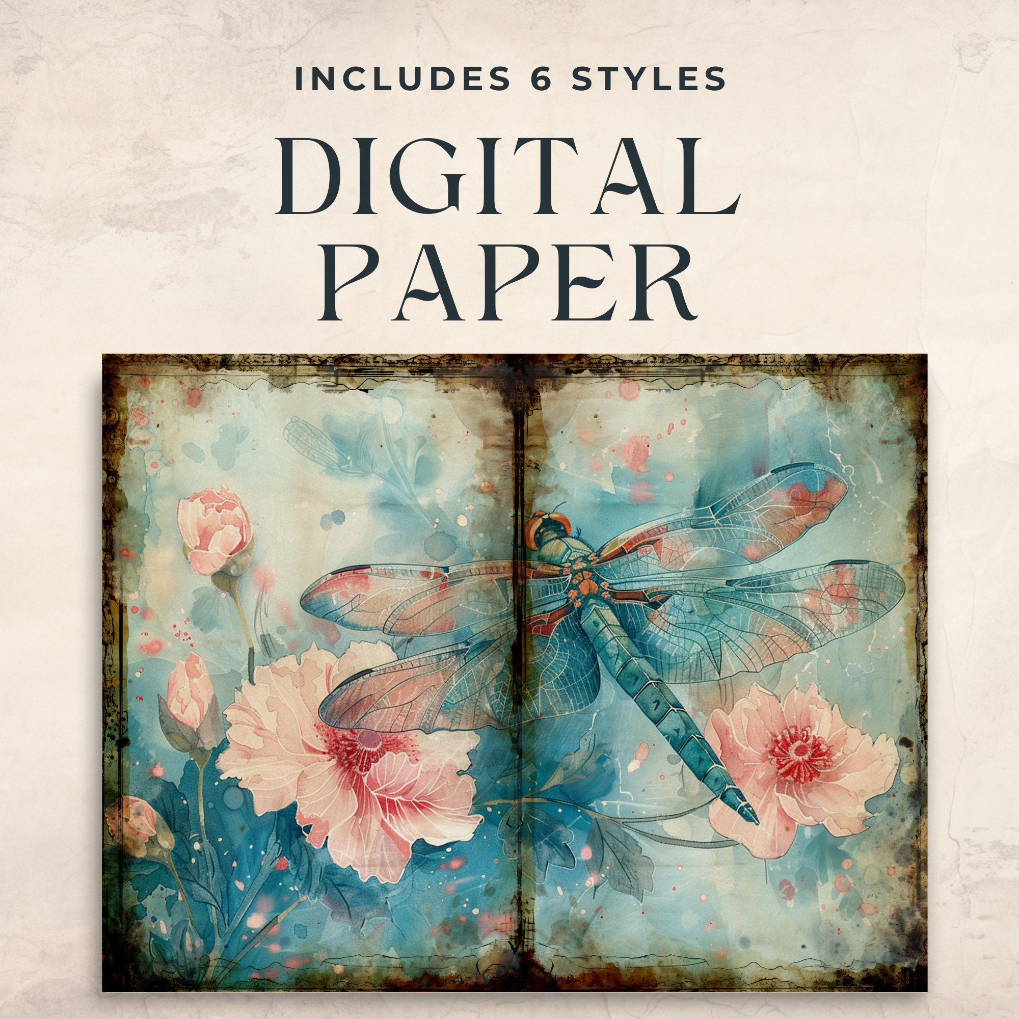 Dragonfly Junk Journal Kit Floral Junk Journal Printable Dragonfly ...