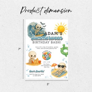 Skeleton Summerween Halloween Pool Invitation Printable, Summerween Birthday Invitation Digital, Summerween Pool Party Invite, Kid Birthday