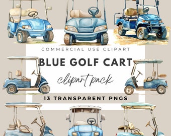 Aquarell Golf Cart Clipart Golfer Clipart Blau Golf Cart Sublimation Design Kommerzielle Nutzung Clipart Sport Clipart Golf Clipart