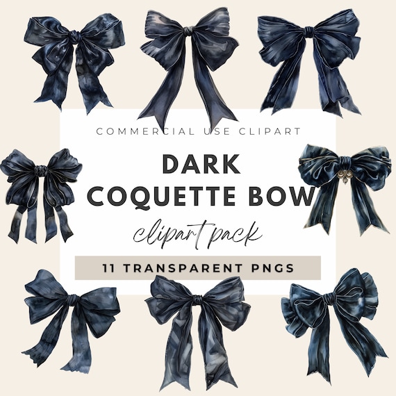 Dark Coquette PNG for Shirts Black Coquette Black Bow Clipart Black Coquette Bow PNG Commercial Use Clipart Ribbon Bow Coquette Ribbon Bow