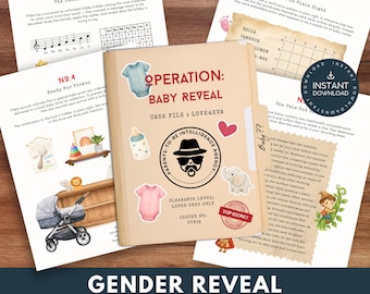 Gender Reveal Escape Room Game Printable, He or She Party Game, Baby Reveal Activity, DIY Indoor Party Game for Adult, Family Escape Room