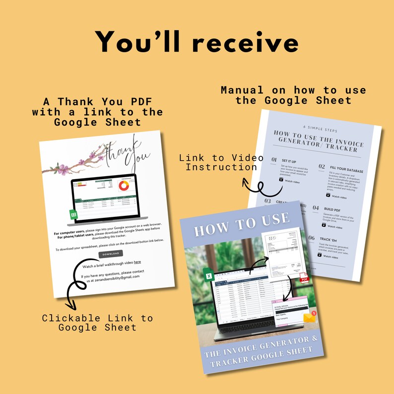 Invoice and Receipt Generator Google Spreadsheet for Small Business Payment Tracker Automated Invoice Creator Automated Email Receipt PDF