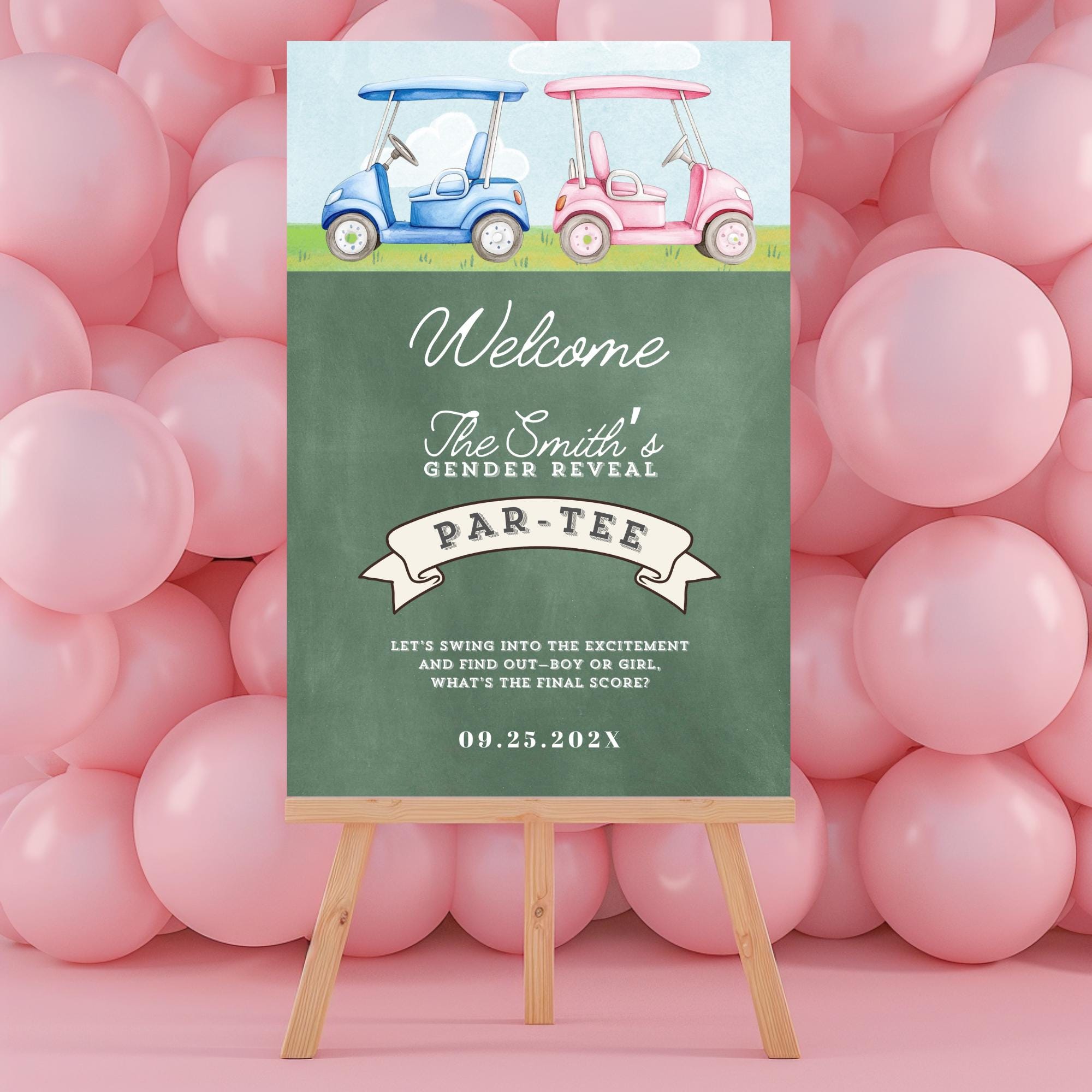 Golf Gender Reveal Welcome Sign Digital Download, He or She Par-tee ...