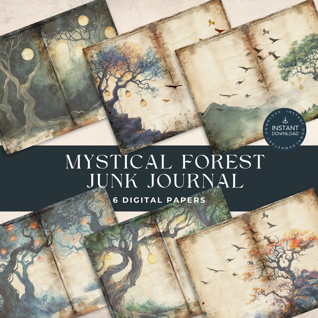 Forest Junk Journal Kit Mystical Forest Digital Paper Pack Dark Forest ...