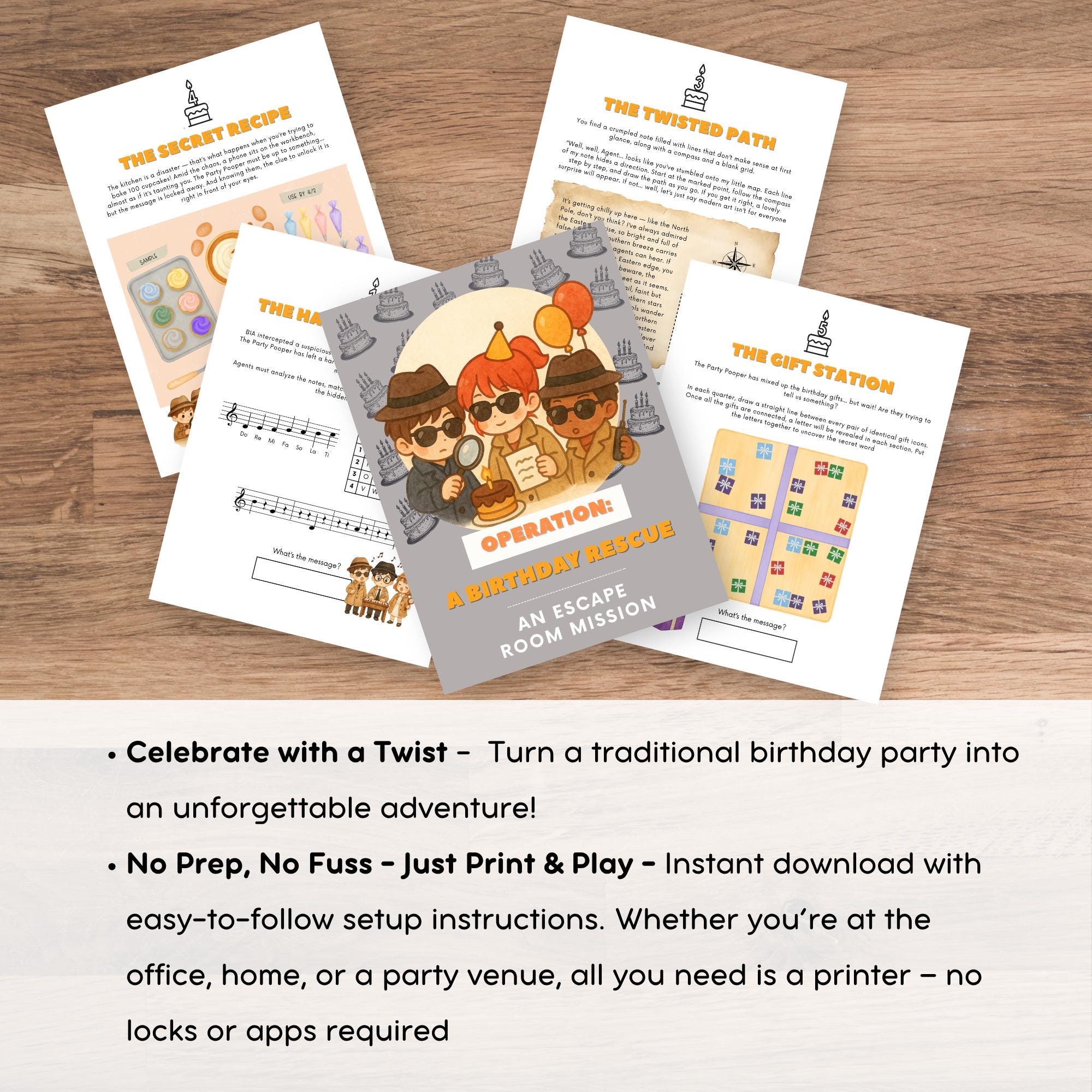 Birthday Escape Room Kit, Printable Birthday Party Escape Room for Kids ...