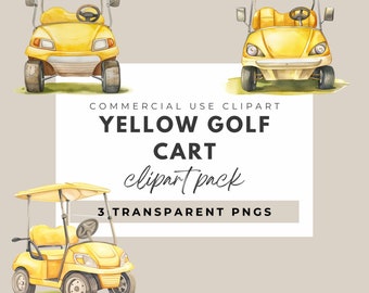 Acuarela carrito de golf clipart golfista clipart amarillo carrito de golf sublimación diseño uso comercial clipart deportes clipart campo de golf clipart
