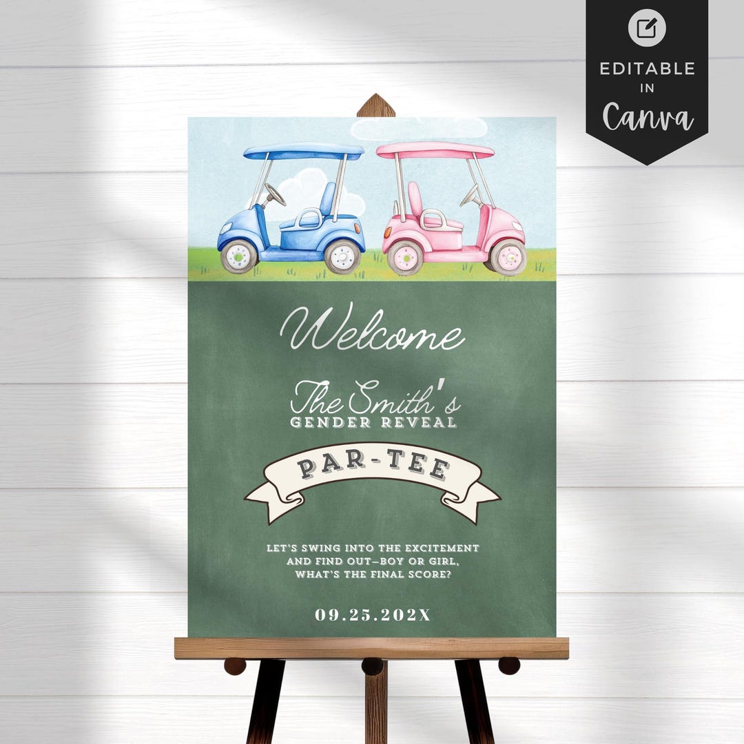 Golf Gender Reveal Welcome Sign Digital Download, He or She Par-tee ...