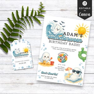 Summerween Halloween Pool Invitation Printable, Summerween Birthday Invitation Digital, Summerween Party, Summerween Pool Party Invite