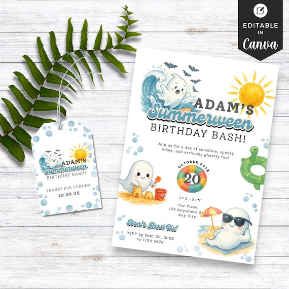 Summerween Halloween Pool Invitation Printable, Summerween Birthday Invitation Digital, Summerween Party, Summerween Pool Party Invite