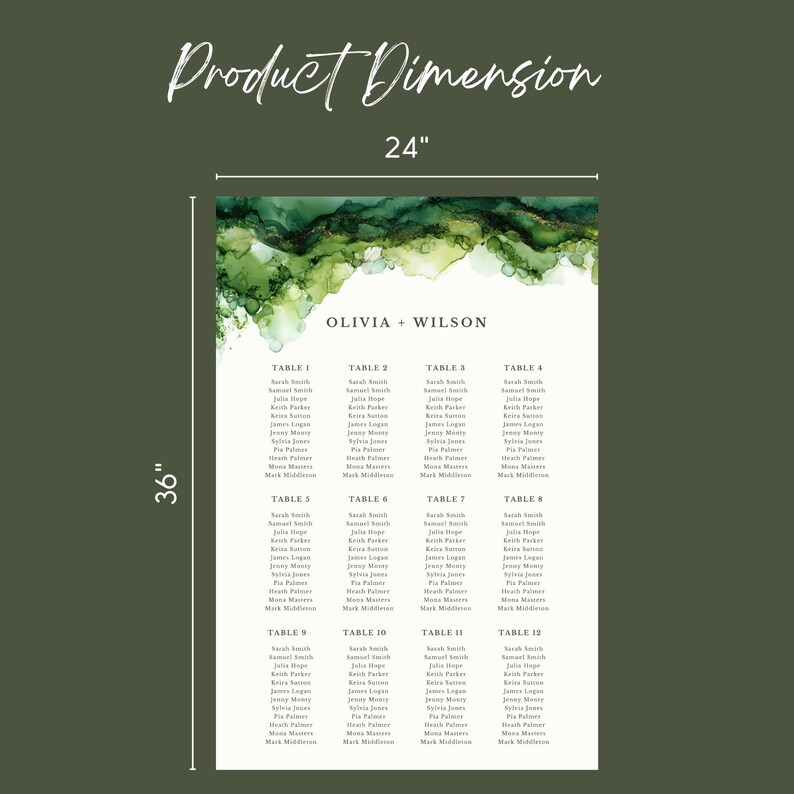 Sage Green Wedding Seating Chart Template, Sage and Cream Abstract ...