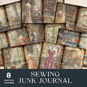 Sewing Theme Printable Junk Journal Sewing Theme Digital Junk Journal Kit Vintage Journal Pages Vintage Sewing Fashion Junk Journal