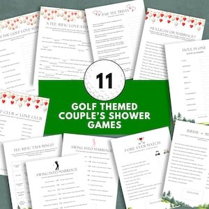 Golfspelpaket för möhippa, utskrivbart, golfspel för möhippa, set med 10 spel, golftemaaktiviteter för möhippa