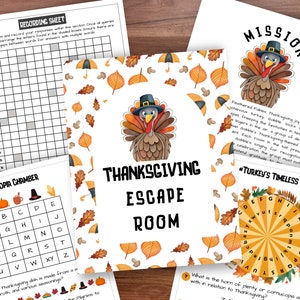 Thanksgiving Escape Room Printable Escape Room for Kids Escape Game Printable Thanksgiving Trivia Game Printable Escape Room Kit Party Game