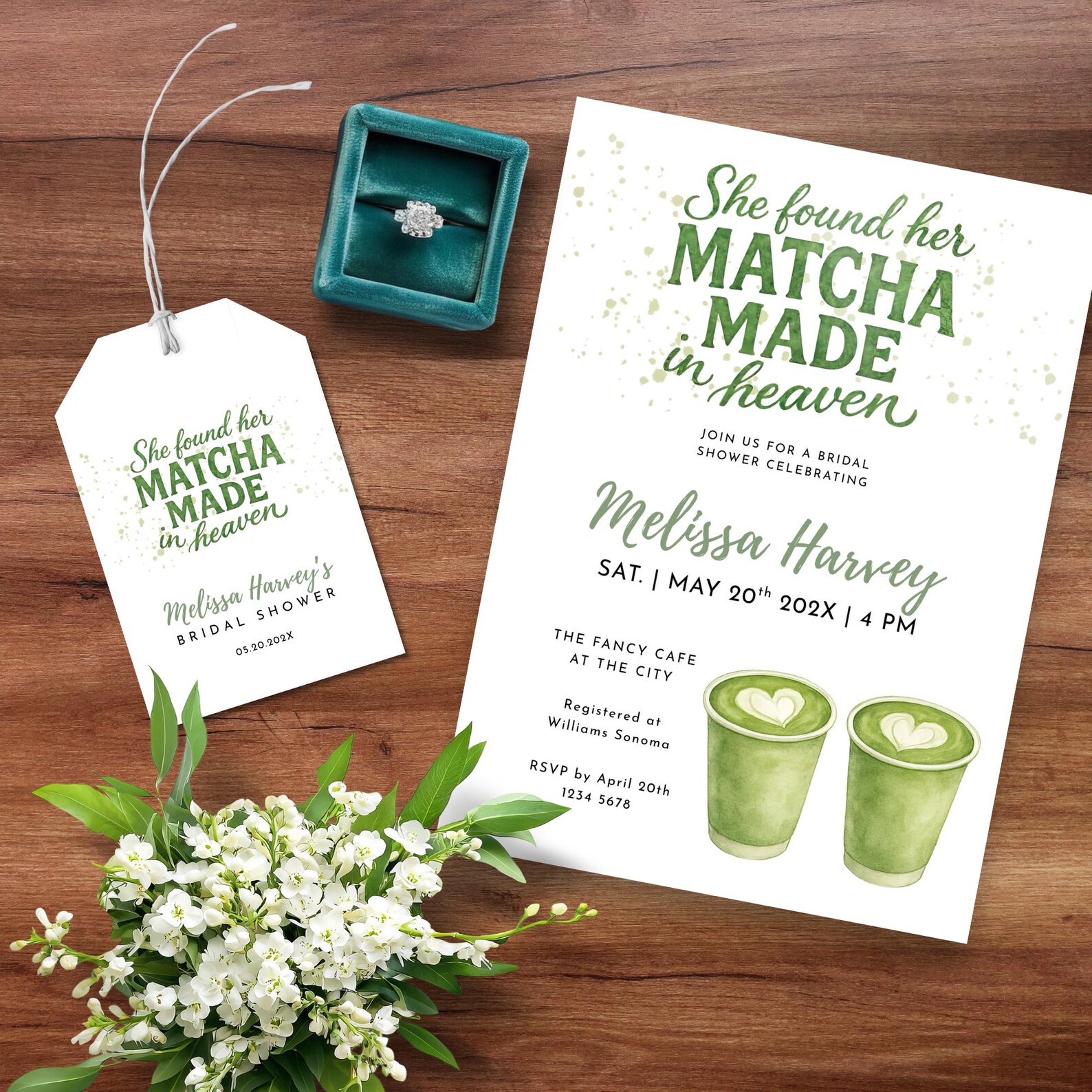 Matcha Made in Heaven Bridal Shower Invitation, Tea Themed Shower ...