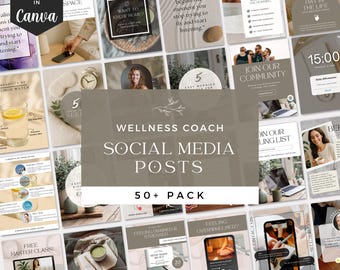 Plantilla de Instagram de bienestar para Canva, plantilla de redes sociales para coaches de salud, bienestar y autocuidado, plantilla de publicación espiritual de Instagram