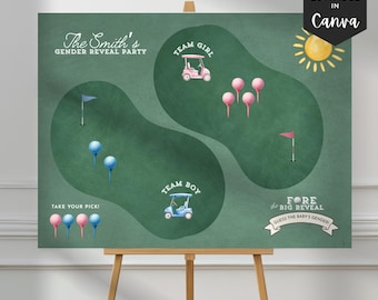 Golf Gender Reveal Board Vote Boy or Girl, He or She Par-Tee Baby Shower Prediction Game, Golf Gender Reveal Party Decor, Baby Annoucement