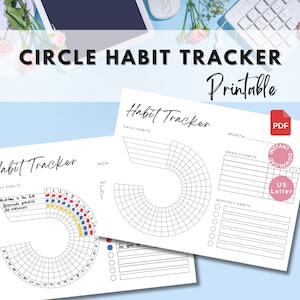 PDF Kreis Habit Tracker Druckbarer Runder Monatlicher Kreis Täglicher Tracker
