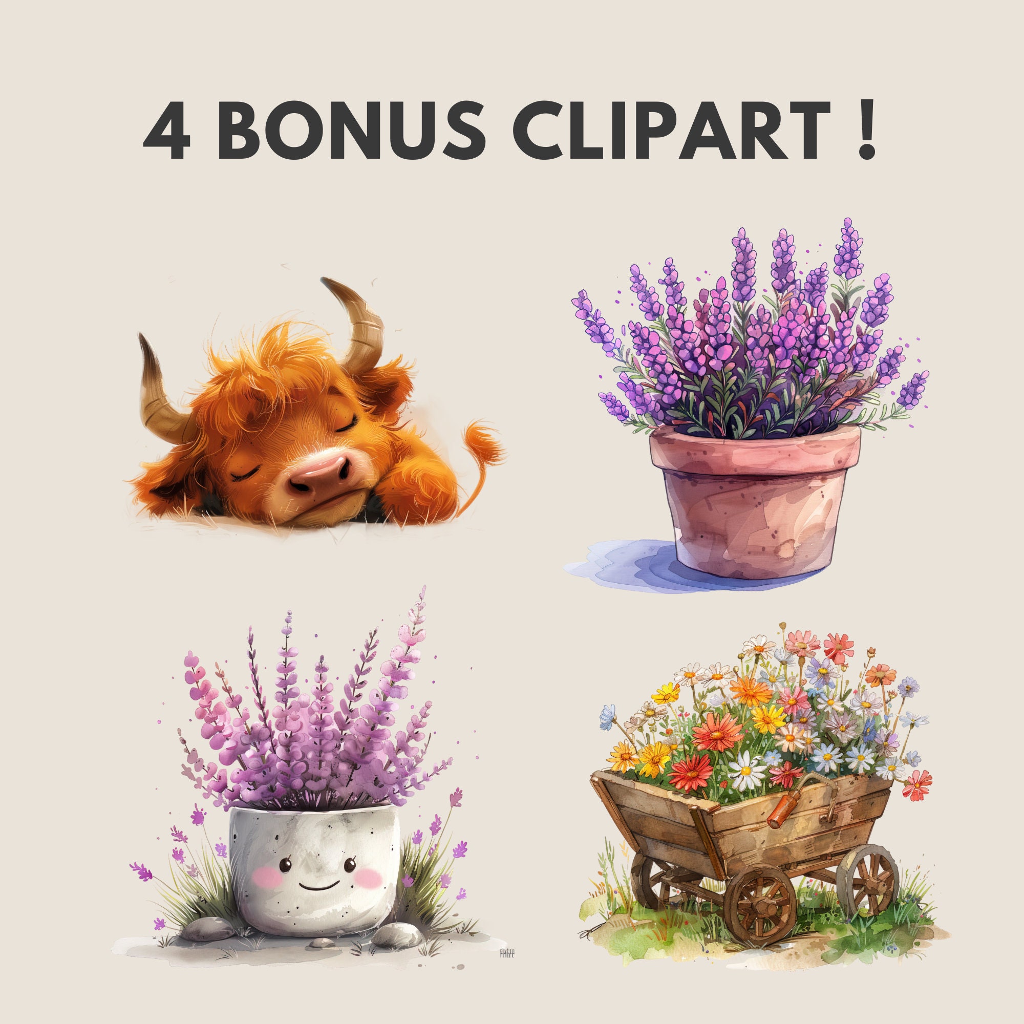 Watercolor Baby Highland Cow Clipart Baby Cow Clipart Farm Animal ...