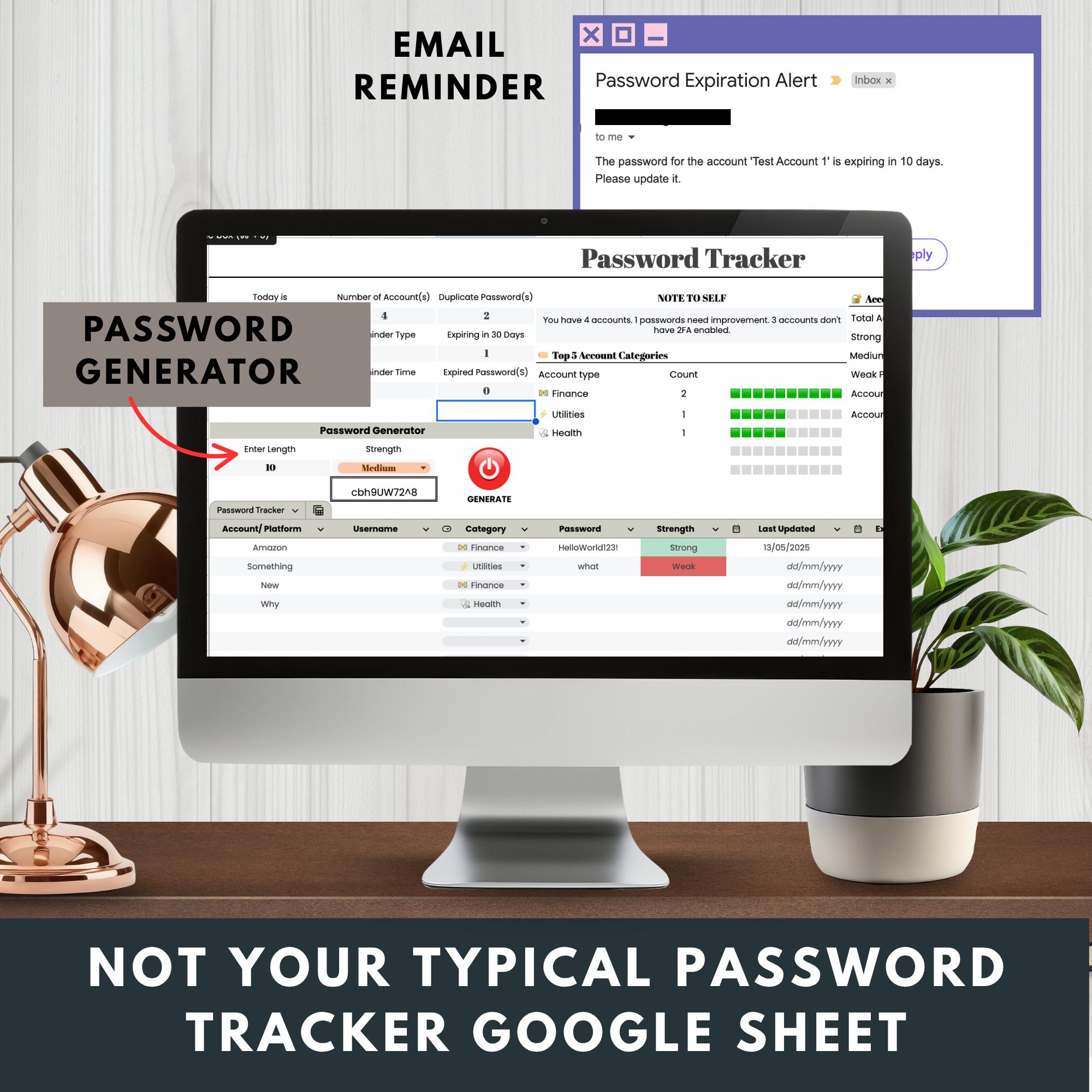 Password Tracker Google Sheet Digital Password Organizer Spreadsheet ...